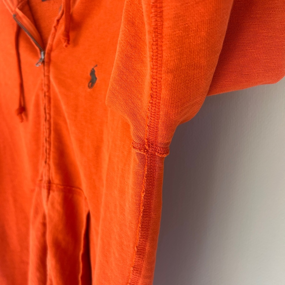 Y2K POLO RALPH LAUREN Orange Full Zip Hoodie Jacket Preppy Mall Casual | Men’s S - Picture 9 of 15